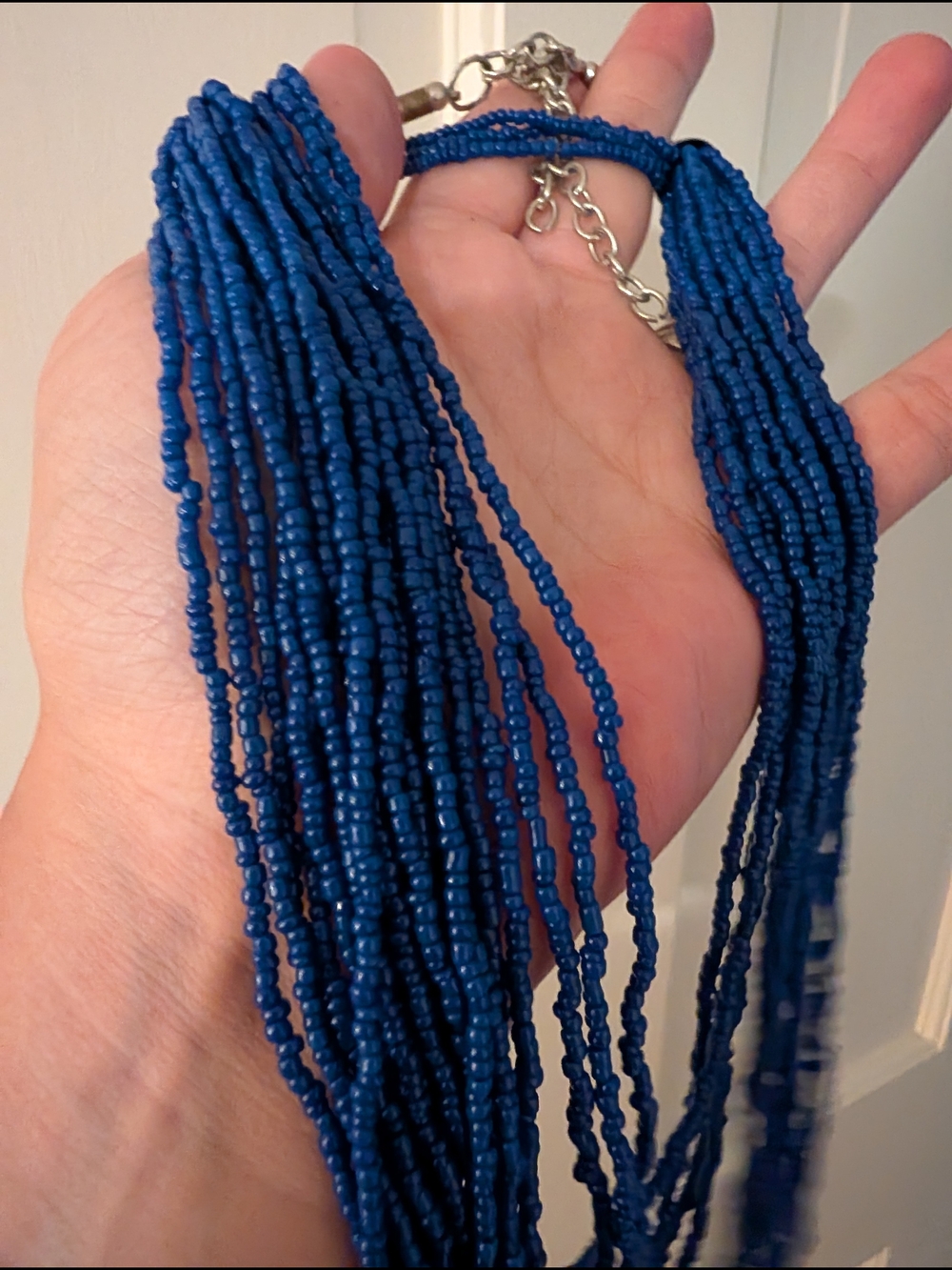 Multi-Strand Beaded Necklace In Vibrant Blue